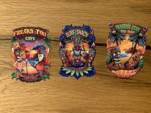 24/7stickers #843 / 3X Tiki Aufkleber 7cm Auto Motorrad Sticker Skull Vintage Tuning Racing Custom Chrom V2 Oldtimer Surf Surfer Beach Bus Käfer Aircooled
