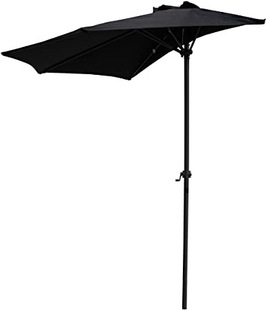 International Caravan St. Kitts 9-Foot Wall Hugger Patio Umbrella Black YF-1147-2.7M-BK, 9 ft