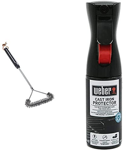Weber 6493 Cleaning T-Brush, 53 cm Length, Brown & Non-Stick Spray for BBQ Grill | Barbecue Accessories | Designed for Use on Grills - 200ml (17685)
