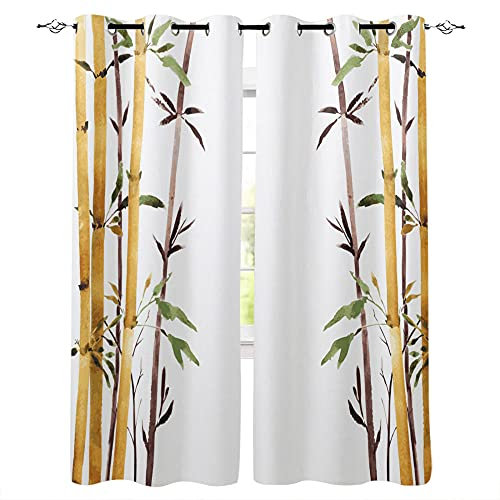 ZZDXL Verdunklungsvorhänge Weißer Bambus Vorhang Wohnzimmer 2Er Set,Vorhang Blickdicht Für Kinderzimmer,Gardinen Mit Ösen Schlafzimmer,Blackout Curtain 2X140X250Cm
