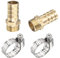 sourcing map Lot de 2 raccords cannelés en laiton - 14 mm x G3/8 - Filetage mâle - Avec collier de serrage en acier inoxydable
