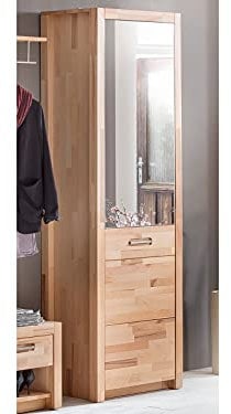 möbelando Garderobenschrank Dielenschrank Kleiderschrank Schrank Flurmöbel Leduc I Kernbuche