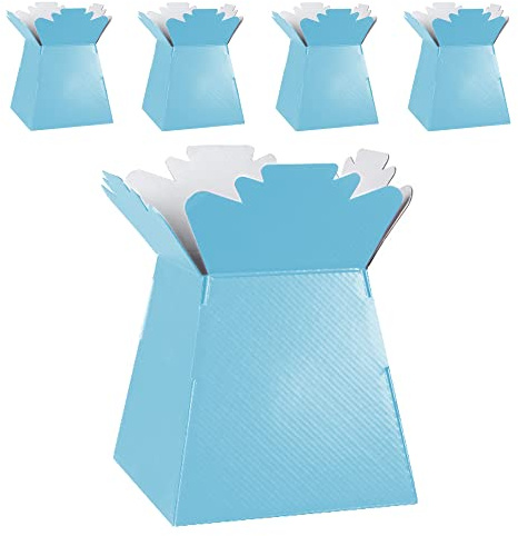 Flower Bouquet Boxes Florist Packaging Gift Craft Box Vase – Holder for Flowers, Bouquets, Plants, Sweets – Decoration for Wedding, Birthday, Anniversary, Floral Arrangement – Pack of 5 – Baby Blue