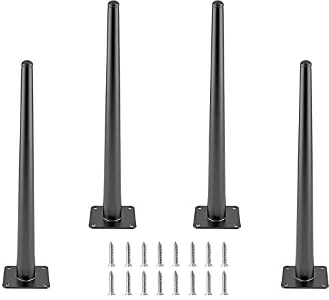 Cjueiom Lot de 4 pieds de meubles droits noirs de 40 cm, pieds de canapé du milieu du siècle, pieds de table basse, pieds de chaise coniques en métal pour placard, ottomane