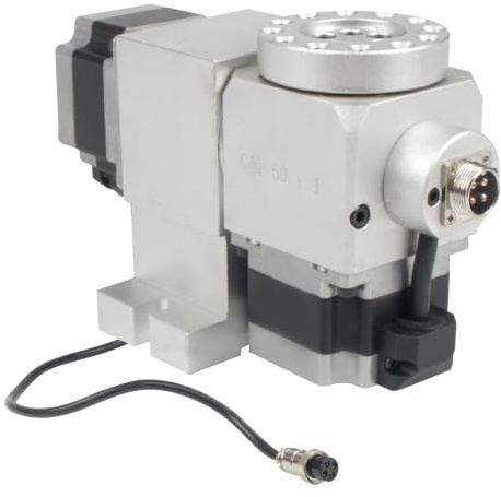CNCTOPBAOS Drehtisch mit 5. Achse, CNC, 4. Achse, A, Achse, B, C, Achse, Teilkopf, wasserdichter Nema23-Schrittmotor, kein Spiel, harmonisches Reduziergetriebe, 50:1 für CNC-Fräsmaschine,