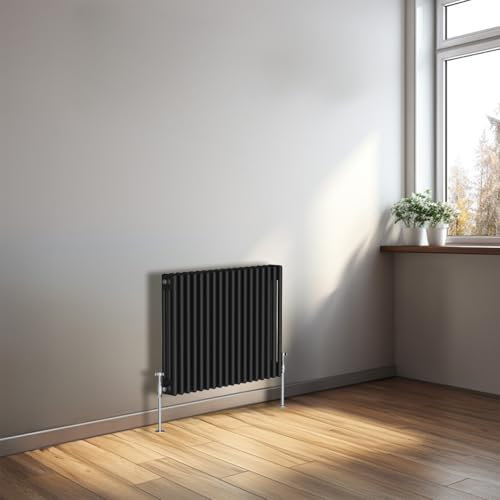 NRG 600 x 830mm Cast Iron Horizontal Radiator Black 3 Column Central Heating Rads