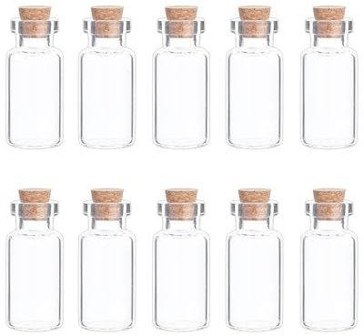 SKYPRO 10Pcs Mini Glass Bottles with Cork Lids, 30 x 50mm 20ml Tiny Glass Jars, Wishing Bottles, Small DIY Decorative Craft Vials for DIY Crafts Party Weddings Decoration Storage Accessories