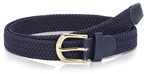 WHIPPY Stoffgürtel Stretchgürtel Elastik Flechtgürtel Geflochtener Elastischer Dehnbarer Gürtel für Damen Herren mit Goldschnalle Breite 2.5cm,blau,110cm
