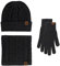 Mutze Schal Set Damen Grau, Damen Wintermütze Schal Sets Winter Strickmütze Warme Schlauchschal Gestrickte Wintermütze mit Bommel Damen Mütze Set Loop Schal Fleece Beanie Pompon Strickset Dick
