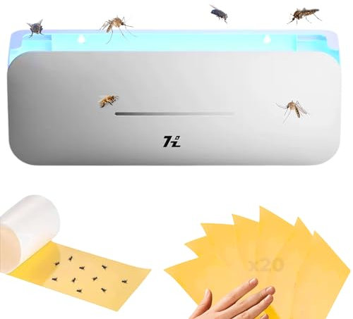 MAGIC SELECT Lámpara Matamosquitos Eléctrica Luz UV 365nm. Matamoscas Eléctrico 220V. Lámpara Anti-Insectos Adhesiva con Modo Inteligente, Silenciosa. (20 Láminas Incluidas) (50-100m²)