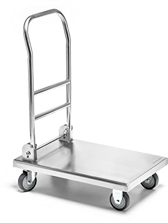 Forgast Edelstahl Klappbar Plattformwagen | Bis 150 kg Tragkraft | Transportwagen | Transporthilfe mit Lenkrollen