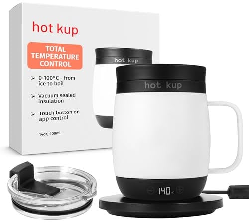 HOT KUP - Tasse de Voyage Auto-chauffante, Infusion des Boissons - Alimentation AC ou par Batterie - Blanc