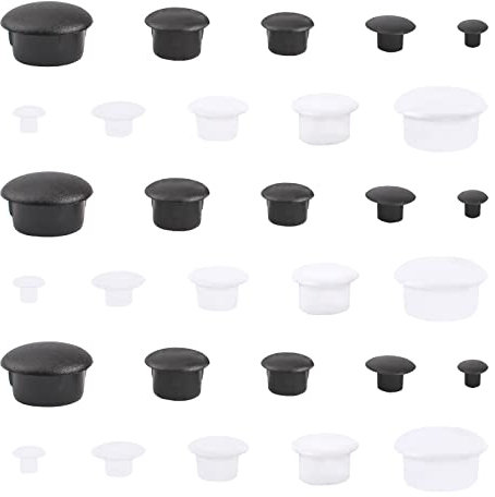 INCREWAY Kit di 500 tappi in plastica per fori assortiti, tappi a vite per mobili, mobili da cucina, armadi, inserti, bianco e nero