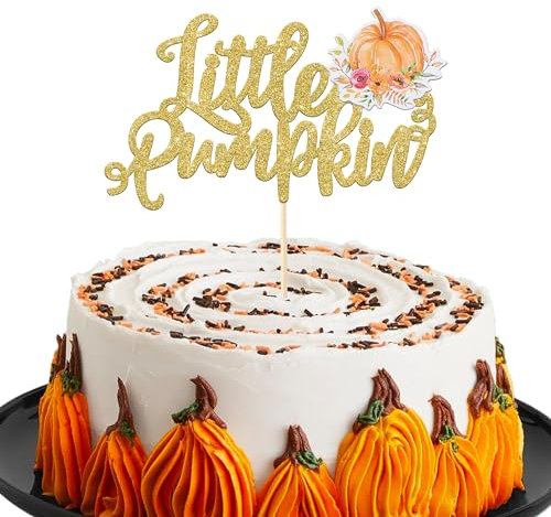 Rsstarxi 1 Packung Little Pumpkin Cake Topper Baby Shower Kuchen Dekoration Herbst Ernte Thema Kuchen Pick für Kürbis Themed Thanksgiving Halloween Geburtstag Party Kuchen Dekorationen Orange