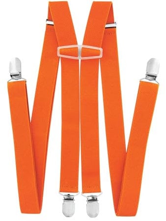 axy Hosenträger für Herren breit 2,5 cm in H-Form mit 4 Hosenträger Clips extra stark längenverstellbar (Orange)