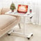 Dripex Pneumatic Height Adjustable Overbed Bedside Table with Wheels, 80 × 40 cm Standing C Shaped Laptop Desk, Small Rolling Bed & Sofa Side Table for Bedroom Living Room (White)