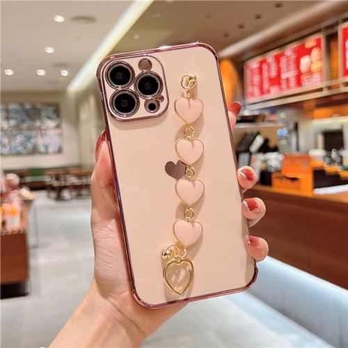 Iphone Heart Wrist Chain Phone Case (Pink, Iphone 11)
