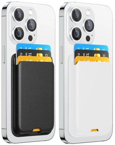 ZoyiNsgu Portafoglio magnetico porta carte per Apple iPhone con Magsafe, portafoglio per iPhone 15/14/13/12, in pelle Mag Safe Wallet per iPhone 15 14 13 12 Pro Max Plus Mini, nero bianco