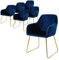 ML-Design Esszimmerstühle 6er Set, Sitzfläche aus Samt, Blau, Wohnzimmerstuhl mit Rücken- und Armlehnen, Küchenstuhl Gold Beine, Polsterstuhl mit Metallgestell, Ergonomische Sessel für Esstisch