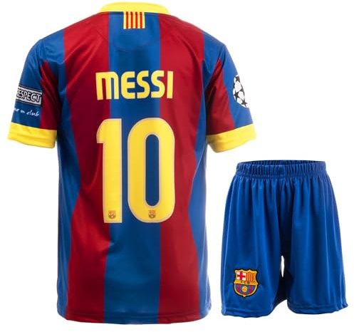 NIHMEX Barcelona Legende #10 Retro Seltenes Fußball Kinder Trikot Shorts Set Jugendgrößen (Blau, 176)