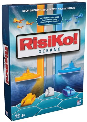 Editrice Spiele, Risiko! Ocean, 2 Spiele in der Box in 1, Gesellschaftsspiele und Strategie für Familie und Freunde, Brettspiele für Erwachsene und Kinder, Risiko-Erweiterung und Einzelspiel, 8+ Jahre