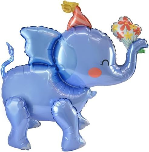 smartelf Elefant Luftballons, 3D Folienballon Elefant Stehend, Tier Riesenballon, Stehende Luftballons, Dschungel Deko Geburtstag für Kindergeburtstag Junge Mädchen Babyparty Party Deko