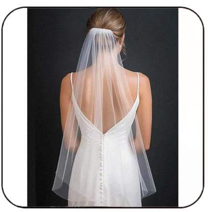 Latious Brautschleier, 1-stöckig, weiße Fingerspitze, Brauttüll mit Kamm für Damen, Elfenbein, Einheitsgröße