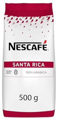 NESCAFÉ Santa Rica - Café Soluble - 100% Arabica - Puissant et Intense aux Notes Fruitées - Café en Poudre - Approvisionnement 100% plus Responsable - Préparation Instantanée - Sachet de 500g