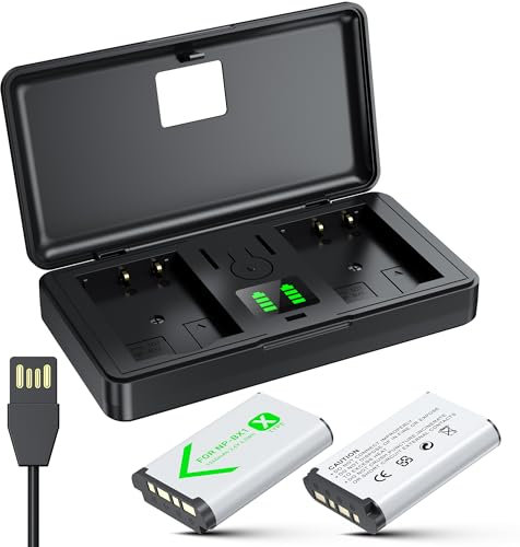 Akku NP-BX1 (1240 mAh 2-Pack) Ersatzbatterien mit 2-Kanal-USB-Ladegerät für Sony DSC-RX100-Serie Kameras, DSC-RX100, DSC-RX100M III, IV, V/VII, ZV-1