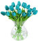 JUSTOYOU - Tulipani artificiali in lattice PU, sembrano veri al tatto, adatti per bouquet di nozze, per feste e come decorazione per la casa, 20 pezzi (blu mare)