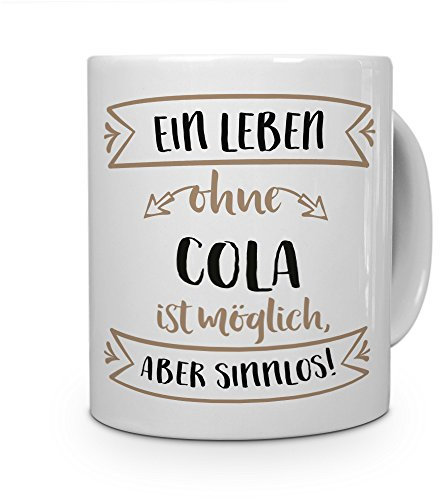 printplanet® Tasse mit Aufdruck Cola - Motiv Sinnlos - Namenstasse, Kaffeebecher, Mug, Becher, Kaffeetasse - Farbe Blau