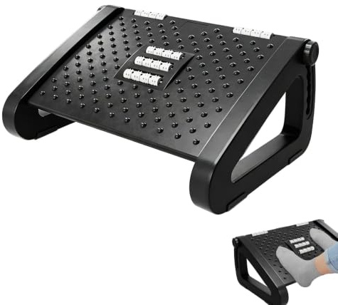 Foot Rest Under Desk Office Foot Stool Adjustable Height/Angle Footrest | Foot Stool with Roller Ball Massager for Posture Support, Back Pain Relief, Hunchback Prevention