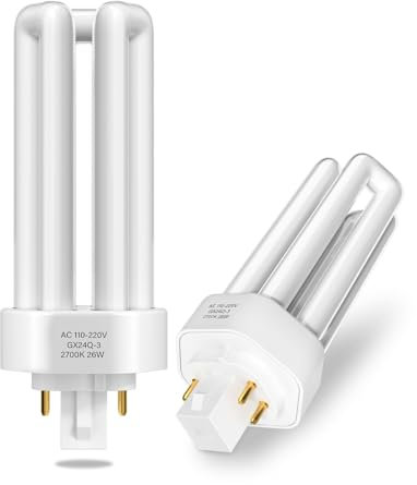 Lamptobe GX24Q-3 26W 4 Pines Lámpara Fluorescente Compacta - Blanco Cálido 2700K 3U Forma Ahorro de Energía CFL Lámpara AC 220V PLT 827 CFL No Regulable para Oficina Baño Cocina Corridor (2-Paquete)