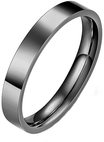 AMDXD 3MM Trauringe für Männer, Klassiker Eheringe für Frauen, Damen Herren Edelstahl Eheringe Trauringe, Schwarz, Gr.62 (19.7)