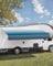 VEVOR Markise universeller Sichtschutz RV Markisen (609,6 cm) wasserdichte Wohnmobil-Markise mit Aluminiumlegierungsrahmen, Außenmarkise mit weißem Ständer und blauen Stoffen mit Farbverlauf