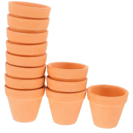 TOYANDONA 12pezzi Vasi in Terracotta Rotondi Mini Per Piante Fiori Cactus e Piante Da Interno Con Foro Di Drenaggio Per Facile Manutenzione e Assorbimento Umidità