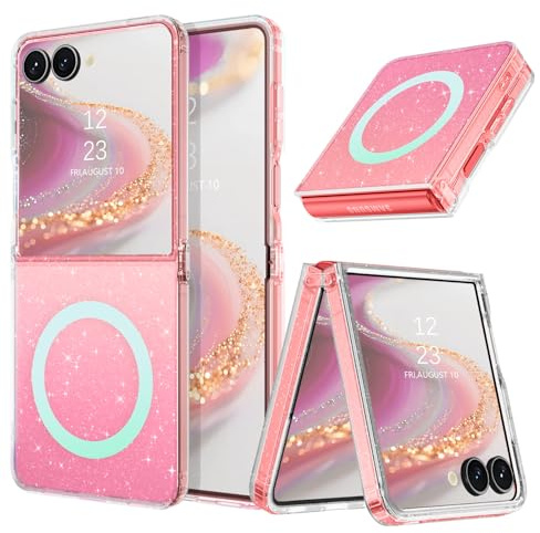 YINLAI für Samsung Galaxy Z Flip 7 Hülle Kompatibel mit Magsafe,Glitzer Magnetische Slim Dünne TPU Bumper PC Schale Cover Case Handyhülle für Samsung Galaxy Z Flip7 6.7,Irisierend