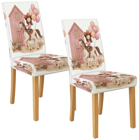 Niedliche Kinder-Stuhlhussen für Esszimmerstühle, dehnbar und waschbar, Spandex-Sitzschoner, lustige dekorative Schonbezüge für Spielzimmer, Küche, 2 Stück