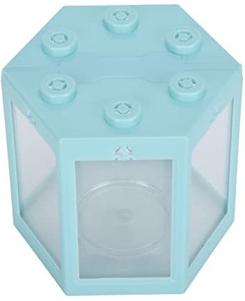 Acouto Kinderfisch Leichte Fische Mini-Aquarium Kunststoff Sechseck Kleines Aquarium für Kampffische und Goldfische 4,7 Zoll Tragbare Heimdekoration (Blue)