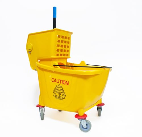 PAMEX - Cubo Industrial con Escurridor Prensa Cpacidad 32L Rótulas Mecánicas