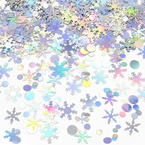 OAAO 2000 Stück Schneeflocken-Desktop-Dekoration, 75 Gramm EIS- Und Schneekonfetti, Glitzer-Weihnachtsdekorationskonfetti, EIS- Und Schnee-Geburtstagsfeier-Dekoration, Hochzeiten.