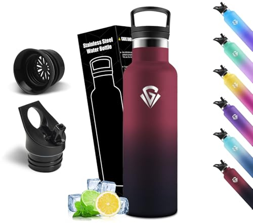 Mulbijeo Gourde Isotherme 500 ML, Gourde INOX avec Paille, Réutilisable, Bouteille d'eau sans BPA, Anti-Fuite, Isolation sous Vide en Acier Inoxydable à Double Paroi, pour Enfants, Adultes, Sport