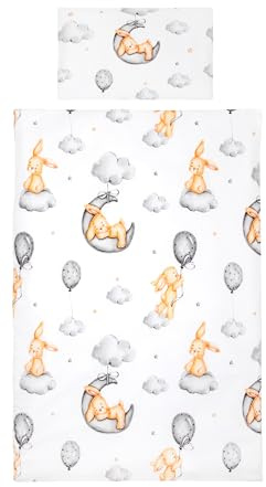 TAMEOLIE Kinderbettwäsche 100x135cm & 40x60cm, Baumwolle, Wendemotiv Hase, 100% Baumwolle Öko Tex Standard, Häschen, Bettwäsche Jungen Mädchen, Kinder Baby Kleinkind Bettwäsche-Set