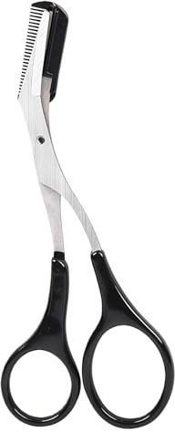 Professioneller Präzision Trimmer Augenbrauen Schere Entferner Beauty-Werkzeug mit Kamm und rutschfeste Finger Grips schwarz silber Ton für Herren