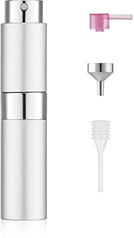 Toureal Aluminio 8ml Atomizador Perfume Recargable, Perfumador Dispensador de Viaje, Spray Pulverizador Pequeño para Colonia (Plata Mate)