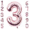Rose Gold 3 Balloon 40 Inch Giant Helium Foil Number 0 to 9 Rose Gold Balloon Birthday Wedding Party Digital Decorations Number 3