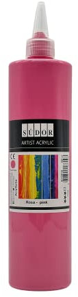 SÜDOR ACRYLFARBE 500 ml - Geeignet für Acryl-Pouring. Hochpigmentierte Künstler-Malfarben zum Bemalen auf Holz, Leinwand, Stein, Papier, Stoff, Metall. Wasserfest. Vegan. (Pink)