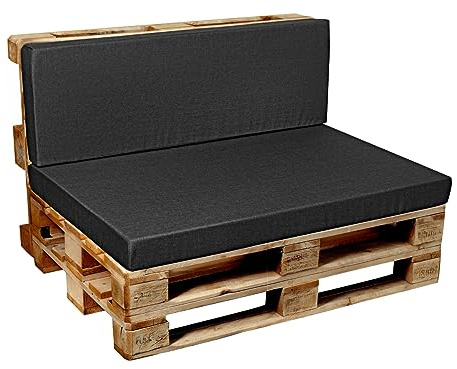 Garden Factory Palettenkissen Palettenauflagen Palettenpolster Sitzkissen, Rückenlehne oder Set, Glatt V2 (Sitzkissen Glatt 120x80, Anthrazit)