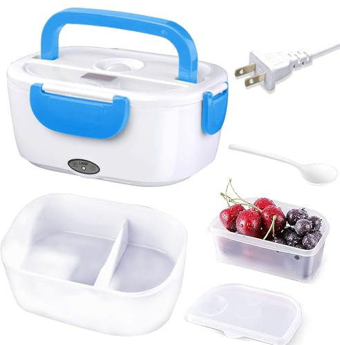 INVODA Lunch Box Food Heating Lunch Hot Box Portable Insulated Bento Box Electric Lunch Container for Office Travel Home 110V (Blue)