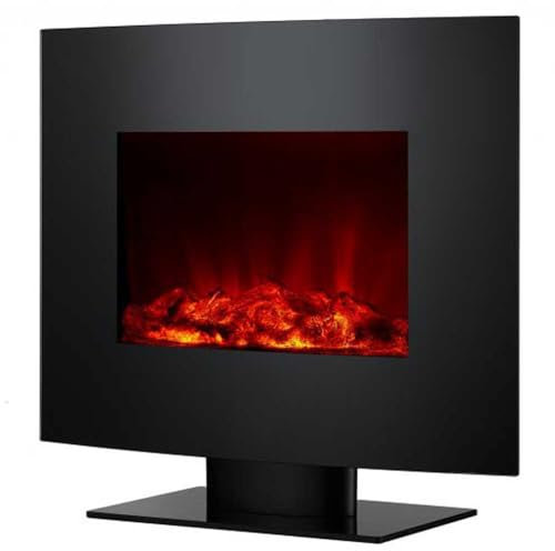 PUR LINE Chimenea Eléctrica, 2000W, cristal templado negro, con pie y mando a distancia CHE-340 Purline